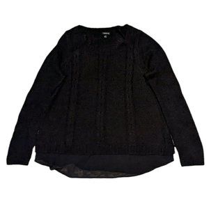 Torrid Double Layer Sweater Black Cable Knit Plus Size 100% Acrylic 1X